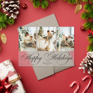 Trendy Elegant Script Photo Collage Christmas Card Acrylic Invitations