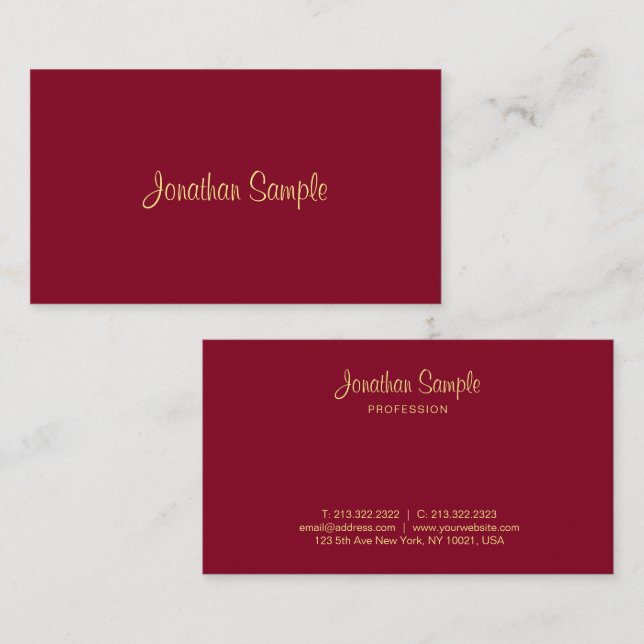 Trendy Elegant Simple Design Faux Gold Text Luxury Business Card (Front/Back)