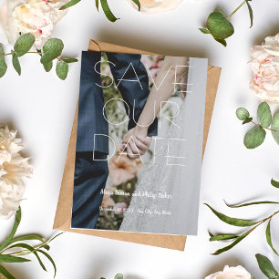 Trendy elegant simple engagement photo wedding invitation