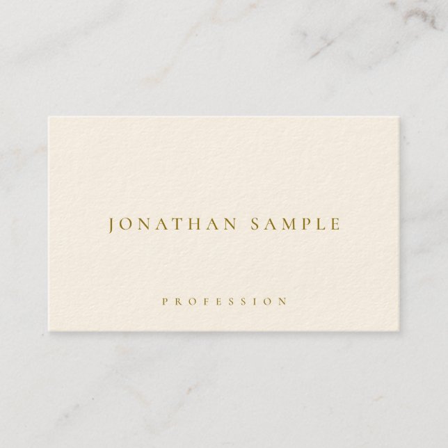 Trendy Elegant Simple Template Gold Text Deluxe Business Card (Front)