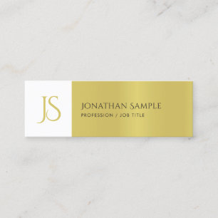 Trendy Elegant Sleek Design Chic Gold Monogram Mini Business Card