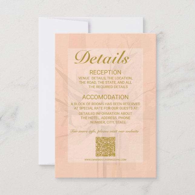 Trendy Elegant Wedding Details Enclosure Card (Front)
