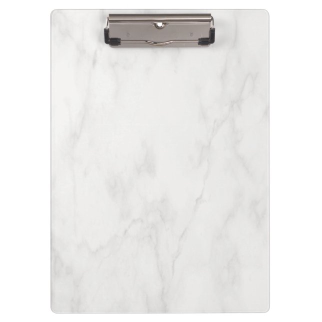 Trendy Elegant White Marble Modern Template Cool Clipboard (Front)