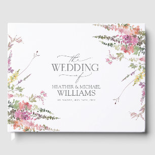Trendy Elegant Wildflower Floral Wedding Guest Book