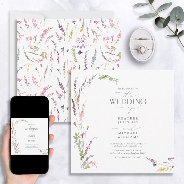 Trendy Elegant Wildflower Floral Wedding Invitation (Creator Uploaded)