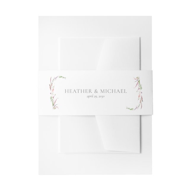 Trendy Elegant Wildflower Floral Wedding Invitation Belly Band (Front Example)
