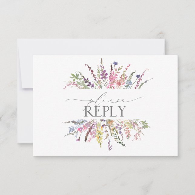 Trendy Elegant Wildflower Floral Wedding RSVP (Front)