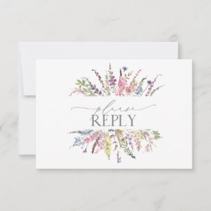 Trendy Elegant Wildflower Floral Wedding RSVP Card