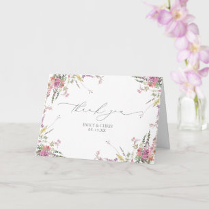 Trendy Elegant Wildflower Floral Wedding Thank You Card