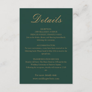 Trendy Emerald Green Gold Minimalist Wedding Enclosure Card
