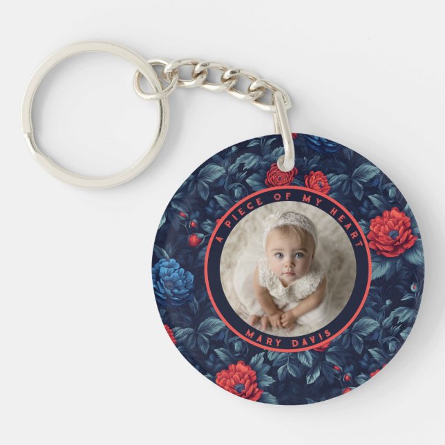 Trendy emotional keepsake Custom rose flower Key Ring (Front)