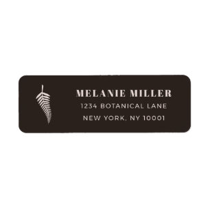 Trendy Espresso Brown Botanical Custom Name Mail Return Address Label
