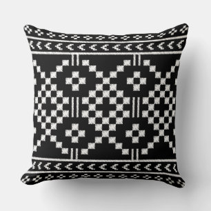 Trendy Ethnic pattern black and white geometric Cushion