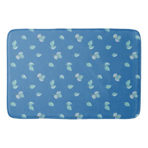 Trendy Eucalyptus Leaves On French Blue  Bath Mat