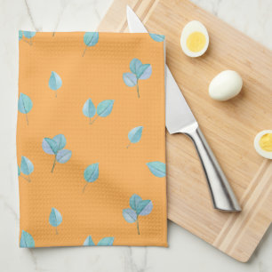 Trendy Eucalyptus Leaves On Marigold Tea Towel