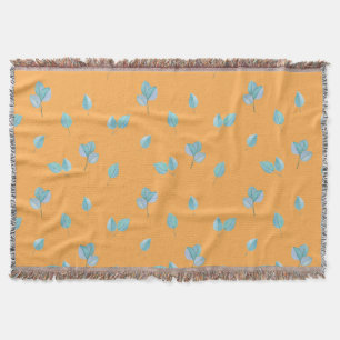 Trendy Eucalyptus Leaves On Marigold Throw Blanket
