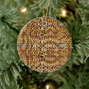 Trendy Exotic Cheetah Fur Pattern Animal Print Ceramic Ornament