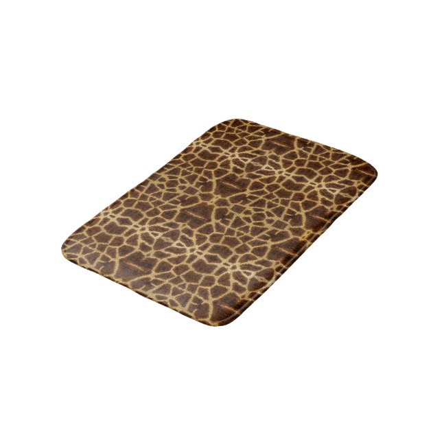Trendy Exotic Giraffe Fur Pattern Animal Print Bath Mat (Angled)