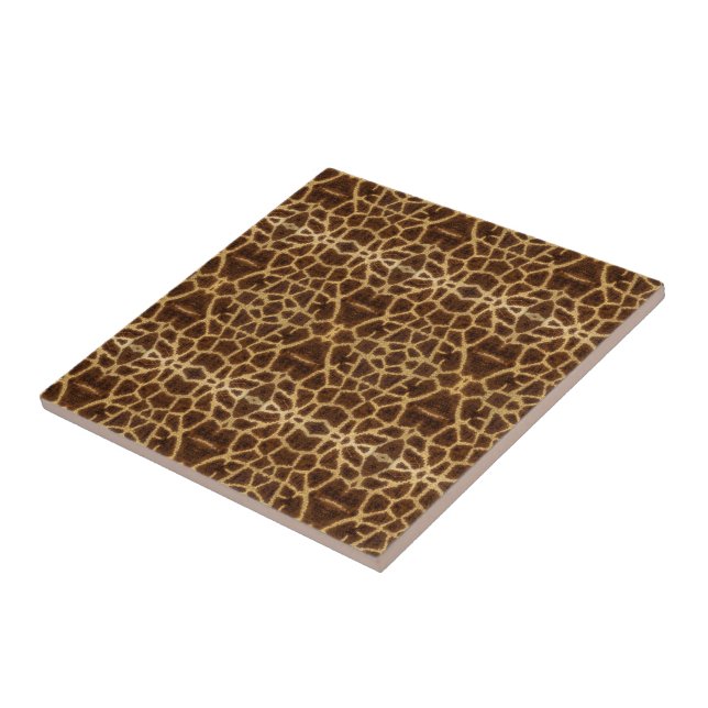 Trendy Exotic Giraffe Fur Pattern Animal Print Ceramic Tile (Side)