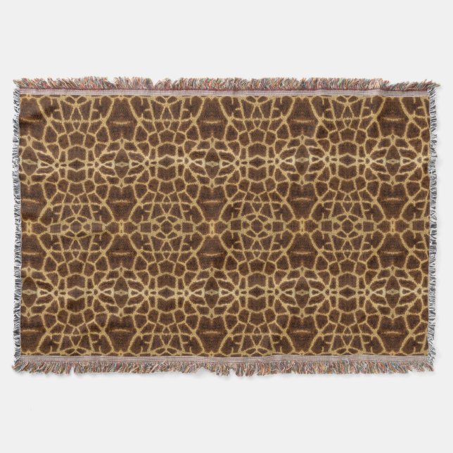 Trendy Exotic Giraffe Fur Pattern Animal Print Throw Blanket (Front)