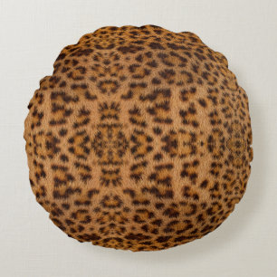 Trendy Exotic Jaguar Fur Pattern Animal Print Round Cushion