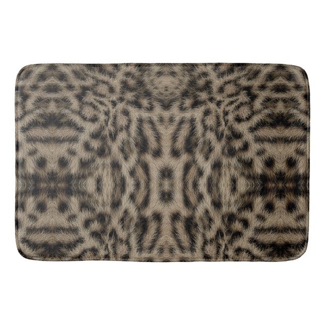 Trendy Exotic Snow Leopard Pattern Animal Print Bath Mat (Front)