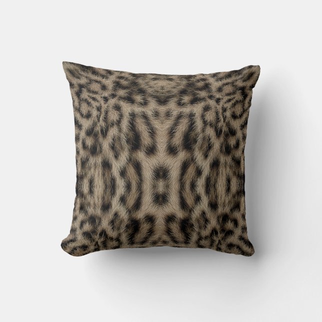 Trendy Exotic Snow Leopard Pattern Animal Print Cushion (Front)