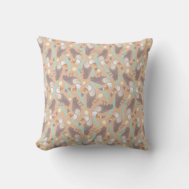Trendy exotic toucans  cushion (Front)
