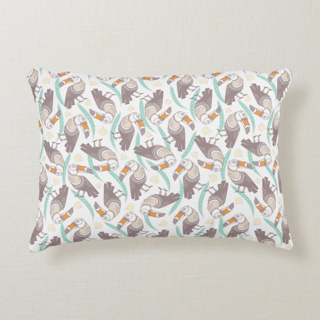 Trendy exotic toucans decorative cushion (Front)