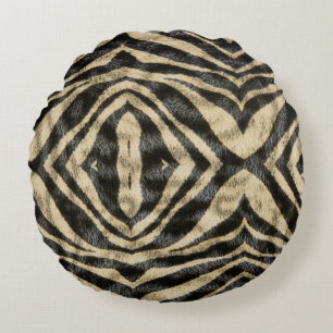 Trendy Exotic Zebra Fur Pattern Animal Print Round Cushion