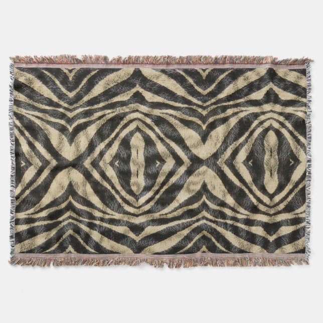 Trendy Exotic Zebra Fur Pattern Animal Print Throw Blanket (Front)