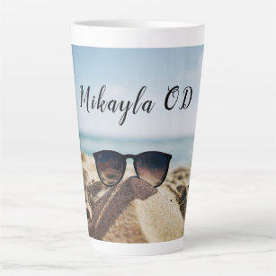 Trendy Eyeglasses on a Beach Optical    Latte Mug