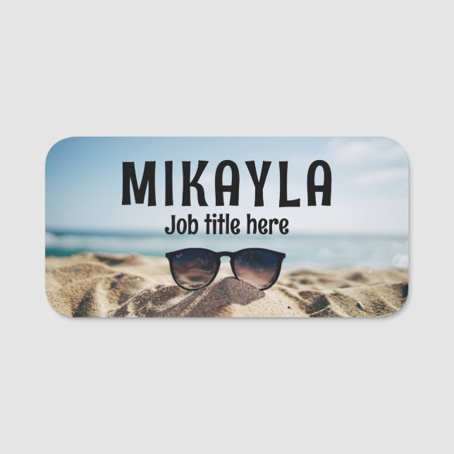Trendy Eyeglasses on a Beach Optical   Name Tag (Front)
