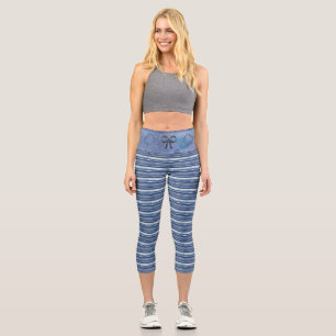 Trendy Faded Denim Look Capris Leggins Fashion