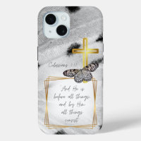 Trendy Faith Black White Butterfly Gold Cross