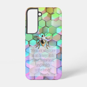 Trendy Faith Blue Mauve Green Pink Honeycomb Bee Samsung Galaxy Case