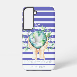 Trendy Faith Blue White Stripe Earth Hands Dove Samsung Galaxy Case
