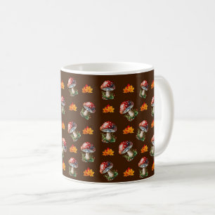 Trendy Fall Autumn Leaves Mushrooms Fungi Brown Coffee Mug