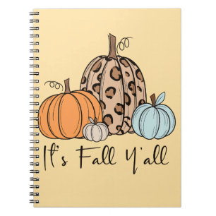Trendy Fall Pumpkin “It’s Fall Y’all” Quote Notebook