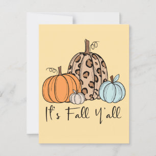 Trendy Fall Pumpkin “It’s Fall Y’all” Quote Postcard
