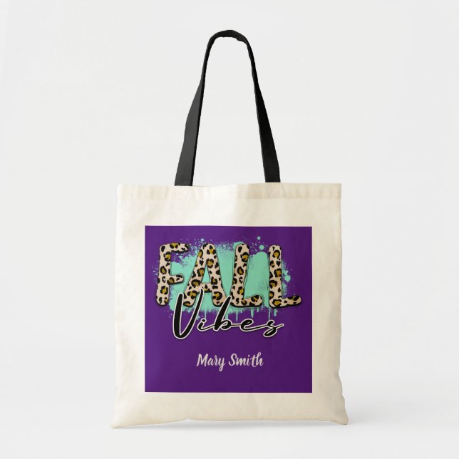Trendy Fall Purple Tiger Tote Bag (Front)