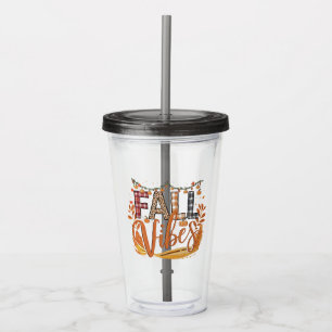 Trendy Fall Vibes Plaid and Leopard Print Autumn Acrylic Tumbler