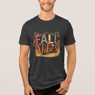 Trendy Fall Vibes Plaid and Leopard Print Autumn Tri-Blend Shirt