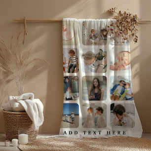 Trendy Family Photo Collage Grid Keepsake Gift Sherpa Blanket
