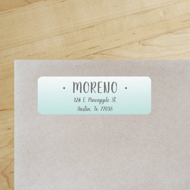 Trendy | Family | Teal Gradient | Return Address Label ("Everyday is abundantly beautiful." 
Sincerely Best Wishes from Lucky Design World)