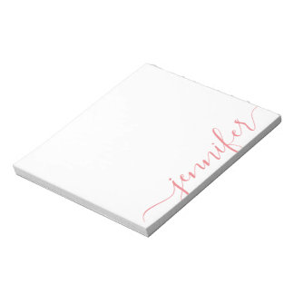 Trendy Fancy Script Name, Personalised Pink  Notepad