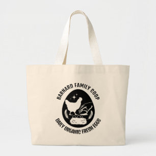Trendy Farmhouse Organic Fresh Eggs Chicken Gift  Large Tote Bag