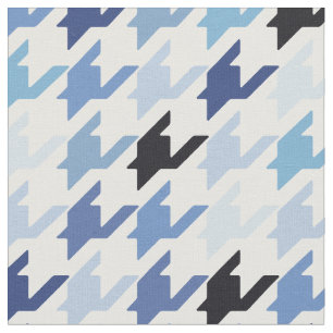 Trendy fashion blue and white houndstooth pattern fabric