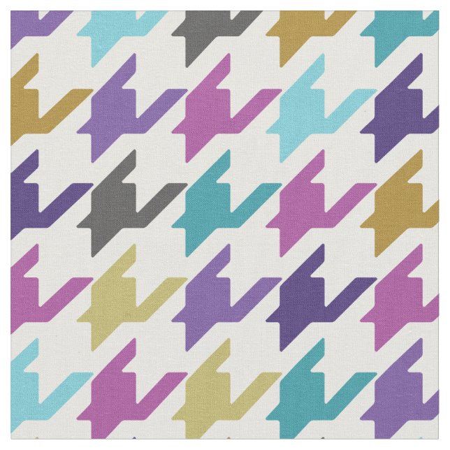 Trendy fashion colourful houndstooth pattern fabric (Close Up)