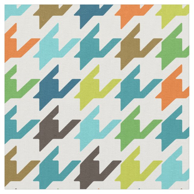 Trendy fashion colourful houndstooth pattern fabric (Close Up)